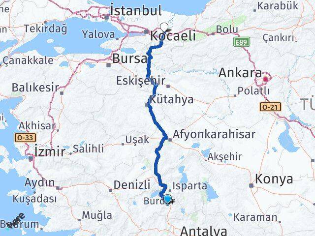 Burdur Çeltikçi Sakarya Arası Kaç Km - Yol Haritası