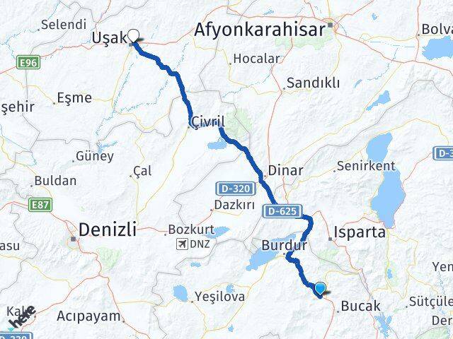 Burdur Çeltikçi Uşak Arası Kaç Km - Yol Haritası