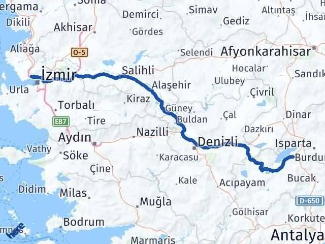 Burdur Çiğli İzmir Arası Kaç Km - Yol Haritası