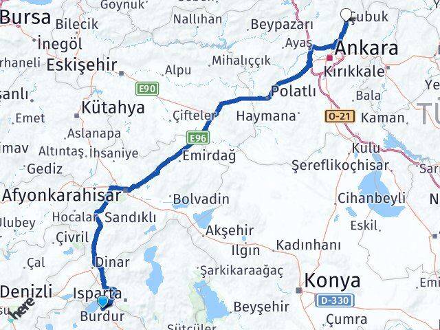 Burdur Çubuk Ankara Arası Kaç Km - Yol Haritası
