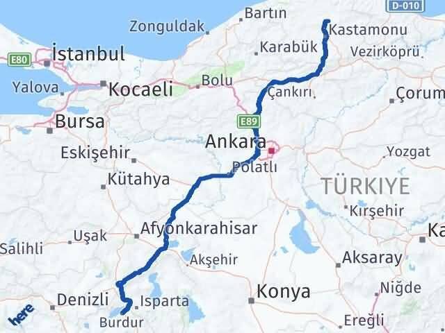 Burdur Devrekani Kastamonu Arası Kaç Km - Yol Haritası