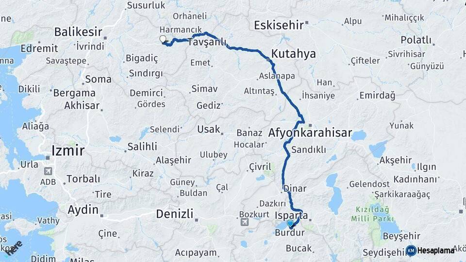 Burdur Dursunbey Balıkesir Arası Kaç Km - Yol Haritası