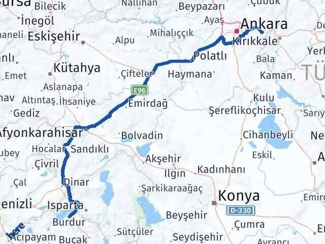 Burdur Elmadağ Ankara Arası Kaç Km - Yol Haritası