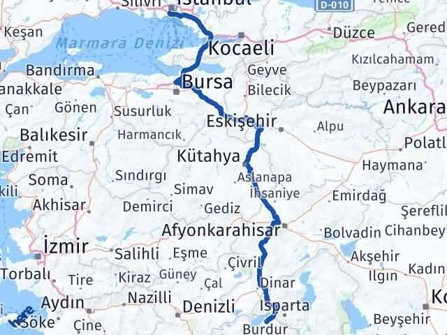 Burdur Fatih İstanbul Arası Kaç Km - Yol Haritası