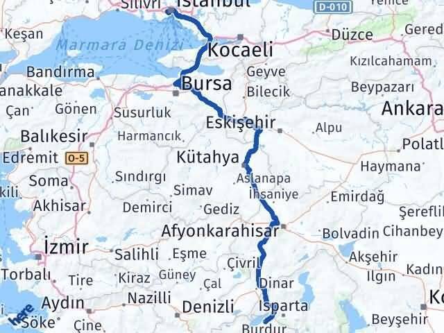 Burdur Gaziosmanpaşa İstanbul Arası Kaç Km - Yol Haritası