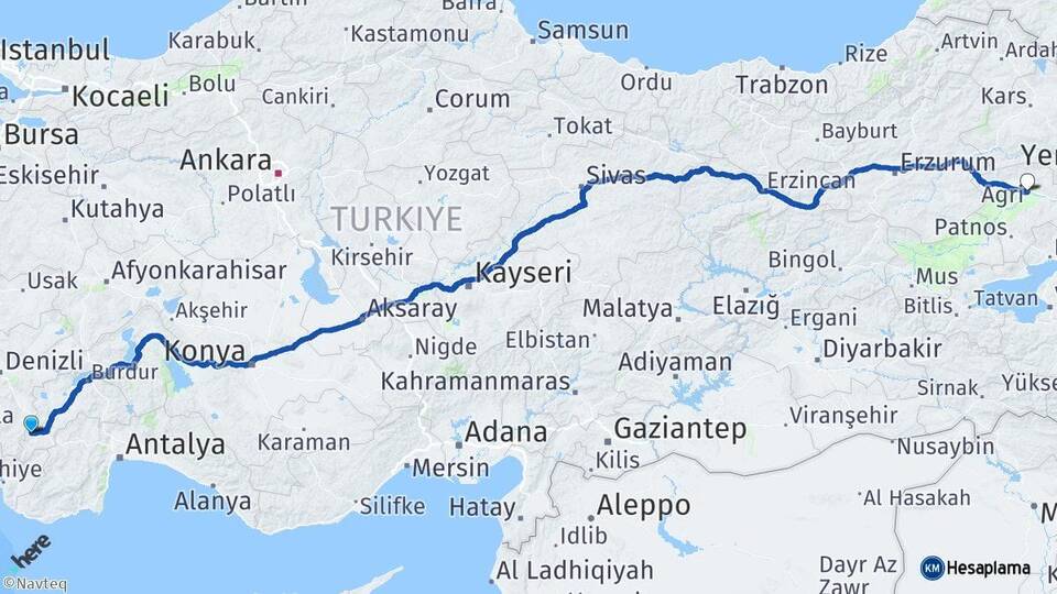 Burdur Gölhisar Ağrı Arası Kaç Km - Yol Haritası