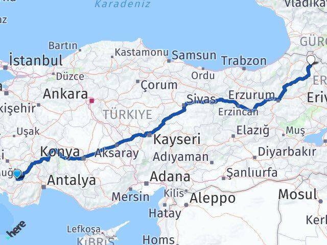 Burdur Gölhisar Ardahan Arası Kaç Km - Yol Haritası