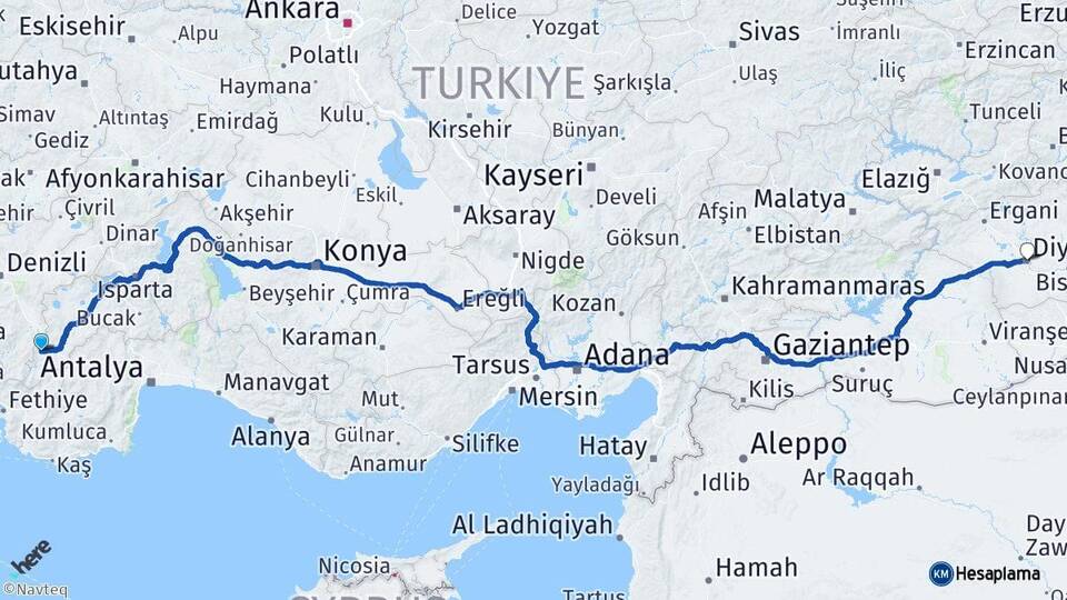 Burdur Gölhisar Diyarbakır Arası Kaç Km - Yol Haritası