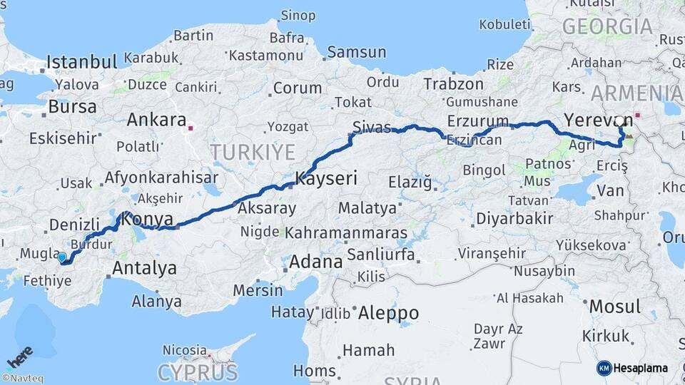 Burdur Gölhisar Iğdır Arası Kaç Km - Yol Haritası