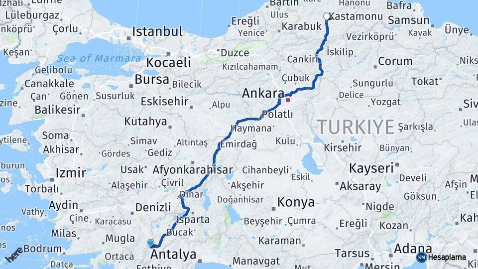 Burdur Gölhisar Kastamonu Arası Kaç Km - Yol Haritası