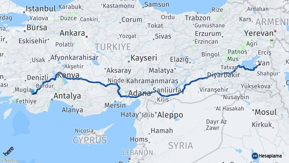 Burdur Gölhisar Van Arası Kaç Km - Yol Haritası