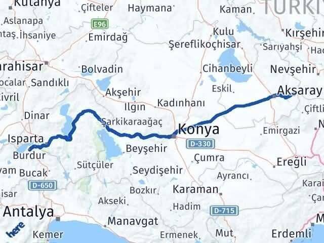 Burdur Gülağaç Aksaray Arası Kaç Km - Yol Haritası