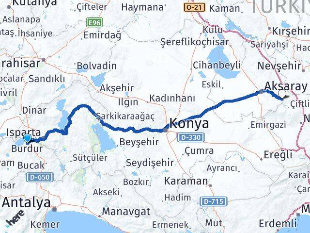 Burdur Güzelyurt Aksaray Arası Kaç Km - Yol Haritası