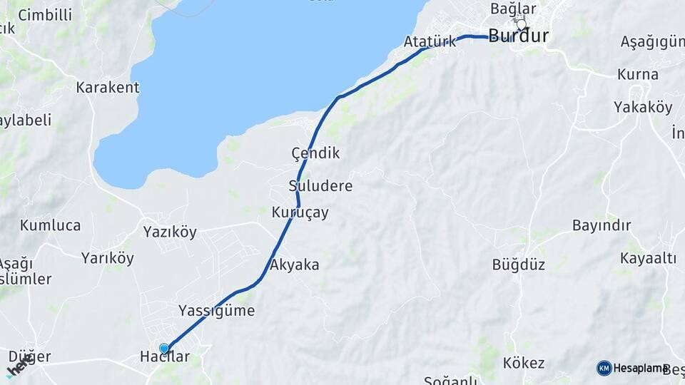 Hacılar Burdur Arası Kaç Km - Yol Tarifi