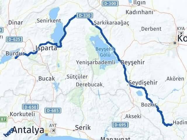 Burdur Hadim Konya Arası Kaç Km - Yol Haritası
