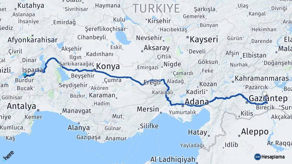 Burdur Halfeti Şanlıurfa Arası Kaç Km - Yol Haritası