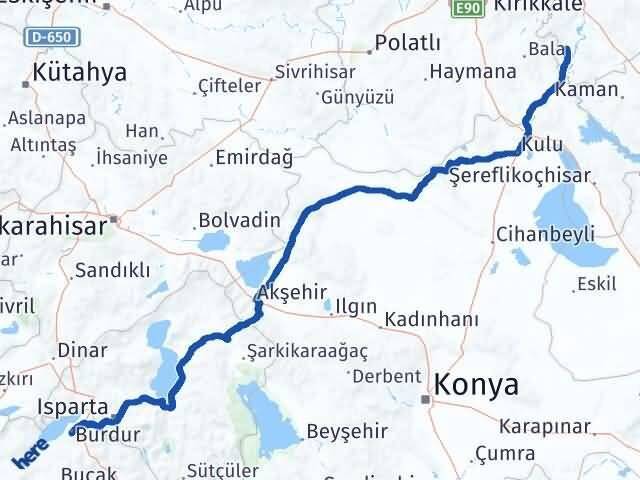 Burdur Karakeçili Kırıkkale Arası Kaç Km - Yol Haritası