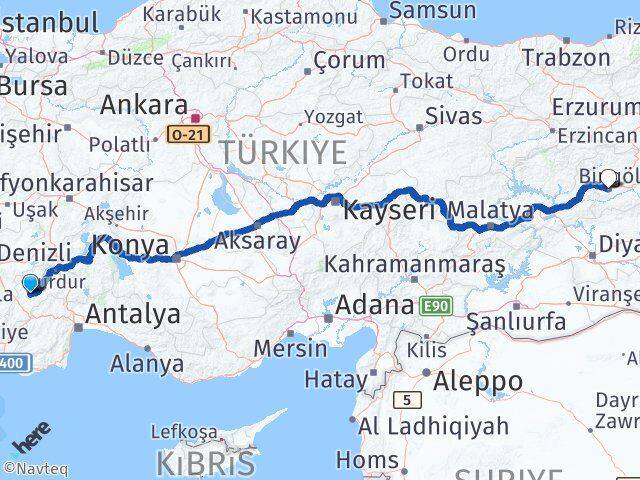 Karamanlı Bingöl Arası Kaç Km - Yol Tarifi