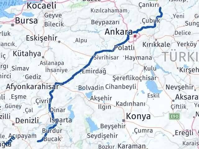 Karamanlı Çankırı Arası Kaç Km - Yol Tarifi