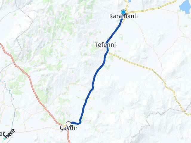Burdur Karamanlı Çavdır Arası Kaç Km - Yol Haritası