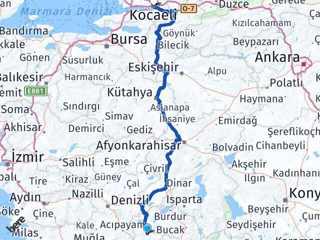 Burdur Karamanlı Kocaeli Arası Kaç Km - Yol Haritası
