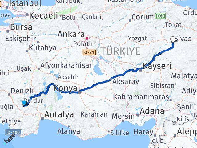Burdur Karamanlı Sivas Arası Kaç Km - Yol Haritası