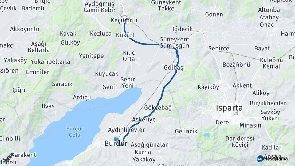 Burdur Keçiborlu Isparta Arası Kaç Km - Yol Haritası