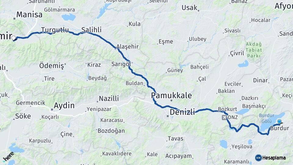 Burdur Kemalpaşa İzmir Arası Kaç Km - Yol Haritası
