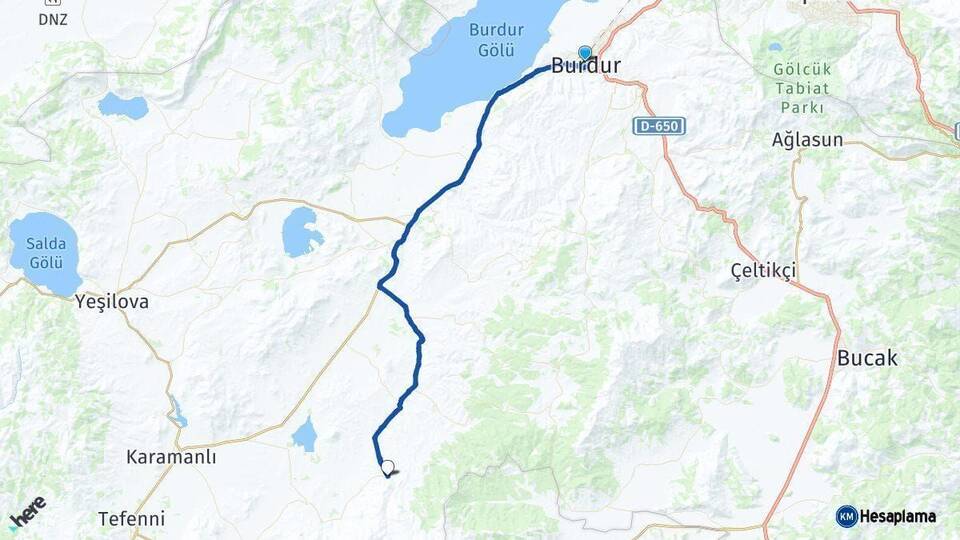 Burdur Kemer Arası Kaç Km - Yol Haritası