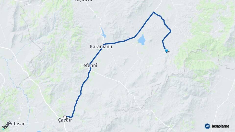 Burdur Kemer Çavdır Arası Kaç Km - Yol Haritası