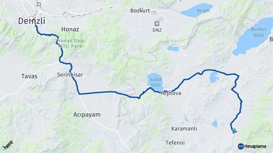 Kemer Denizli Arası Kaç Km - Yol Tarifi