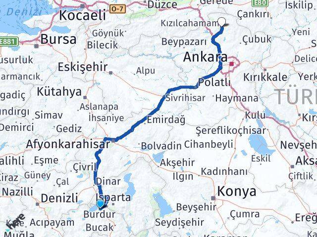 Burdur Kızılcahamam Ankara Arası Kaç Km - Yol Haritası