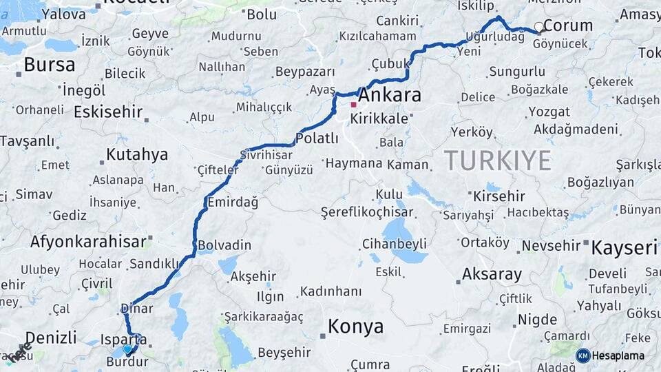 Burdur Kökez Arası Kaç Km - Yol Haritası