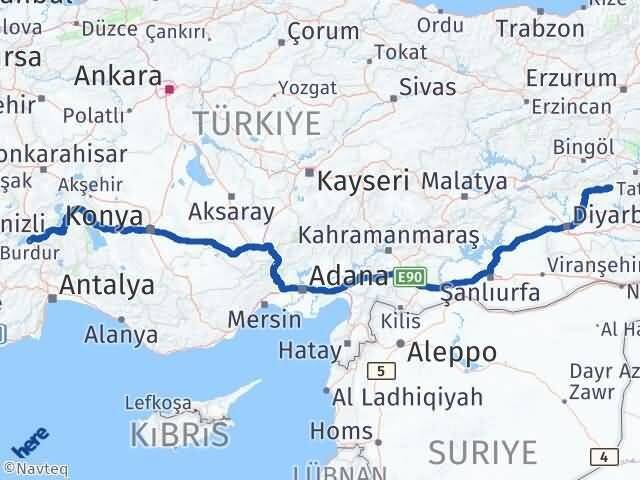 Burdur Kulp Diyarbakır Arası Kaç Km - Yol Haritası