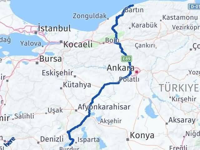 Burdur Kurucaşile Bartın Arası Kaç Km - Yol Haritası