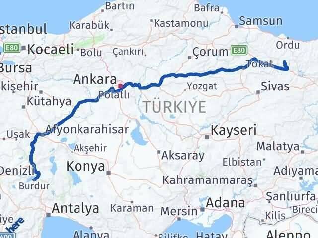 Burdur Mesudiye Ordu Arası Kaç Km - Yol Haritası