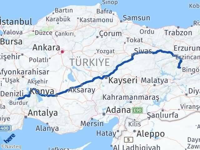 Burdur Nazımiye Tunceli Arası Kaç Km - Yol Haritası