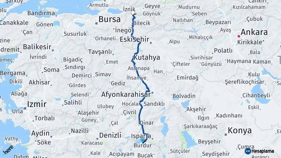 Burdur Osmaneli Bilecik Arası Kaç Km - Yol Haritası