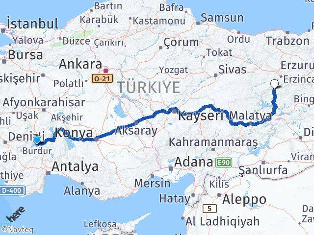 Burdur Ovacık Tunceli Arası Kaç Km - Yol Haritası