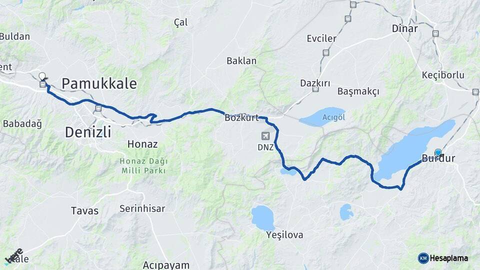 Burdur Sarayköy Denizli Arası Kaç Km - Yol Haritası