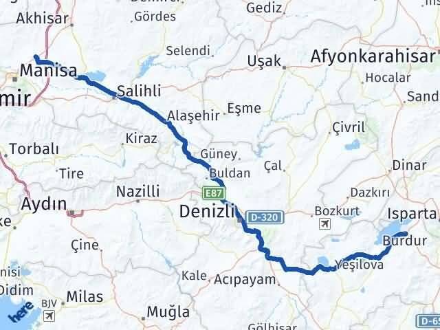 Burdur Saruhanlı Manisa Arası Kaç Km - Yol Haritası