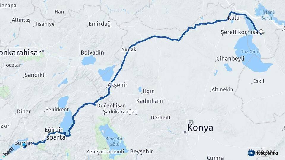 Burdur Şereflikoçhisar Ankara Arası Kaç Km - Yol Haritası