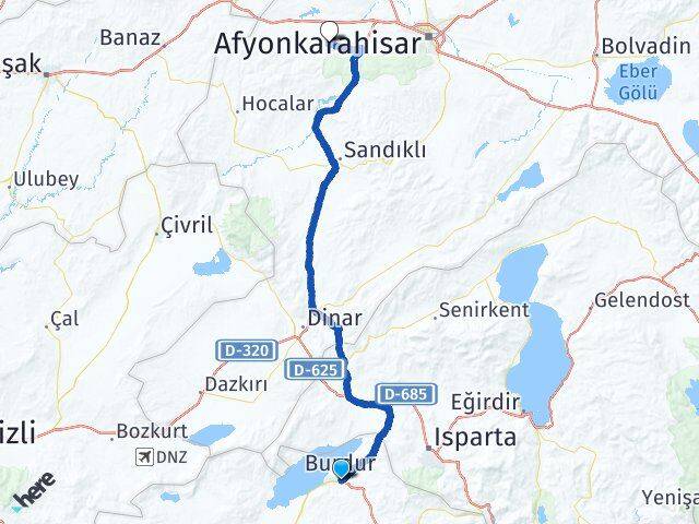 Burdur Sinanpaşa Afyonkarahisar Arası Kaç Km - Yol Haritası