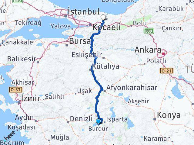 Burdur Söğütlü Sakarya Arası Kaç Km - Yol Haritası