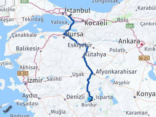 Burdur Sultanbeyli İstanbul Arası Kaç Km - Yol Haritası