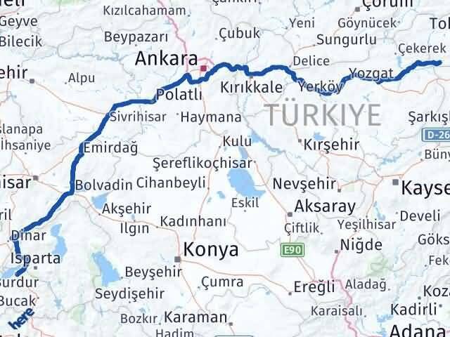 Burdur Sulusaray Tokat Arası Kaç Km - Yol Haritası