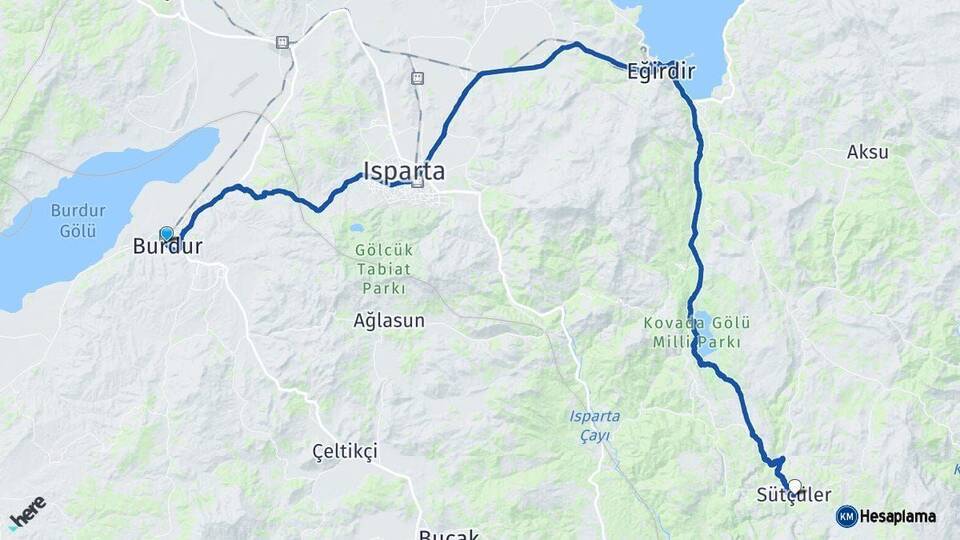 Burdur Sütçüler Isparta Arası Kaç Km - Yol Haritası