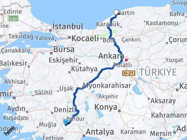 Burdur Tefenni Bartın Arası Kaç Km - Yol Haritası