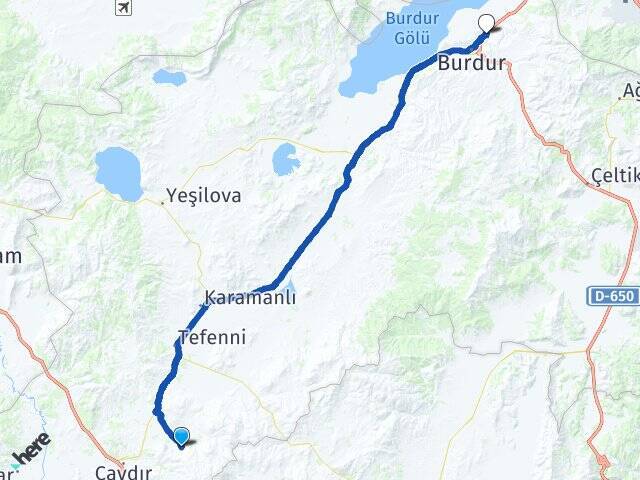Başpınar Burdur Otogarı Arası Kaç Km - Yol Tarifi