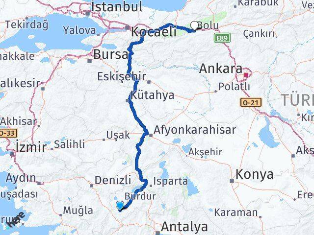 Burdur Tefenni Bolu Arası Kaç Km - Yol Haritası